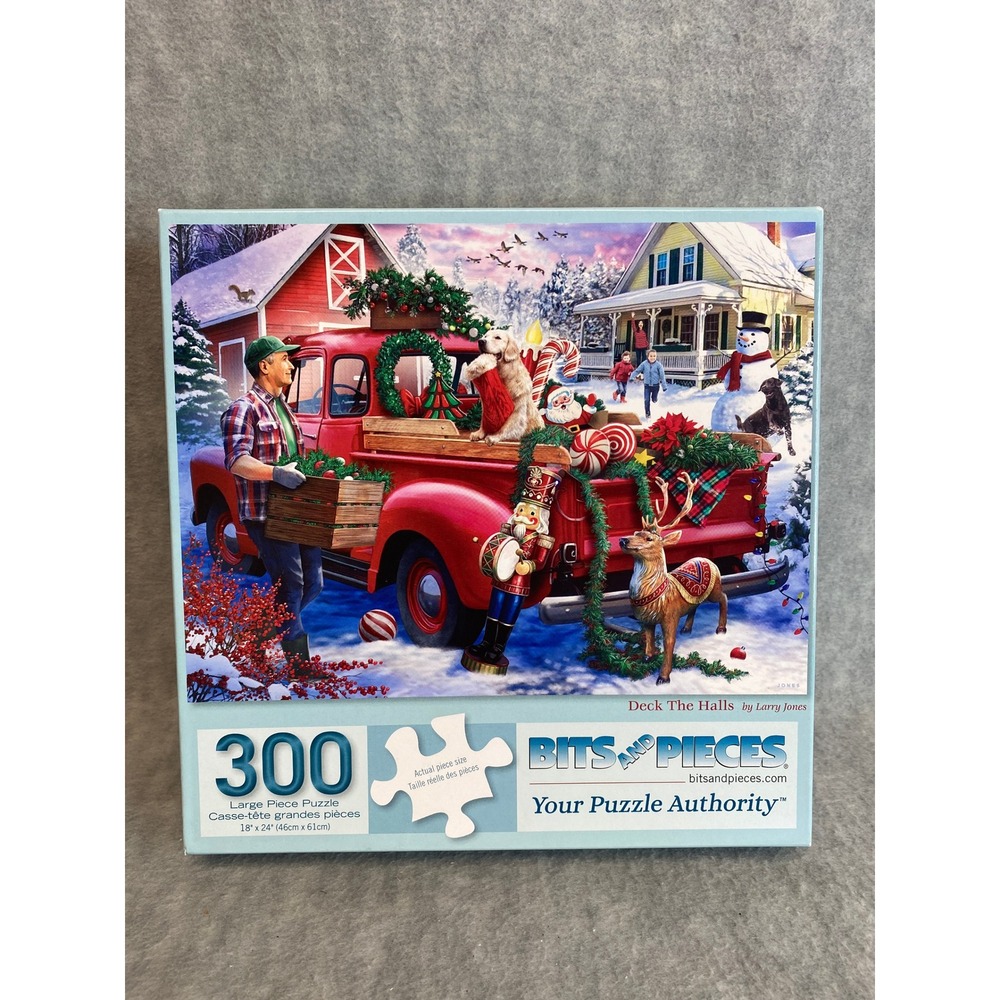 Bits & Pieces 300 Large Pieces Christmas Puzzle Deck the Halls Holidays COMPLETE